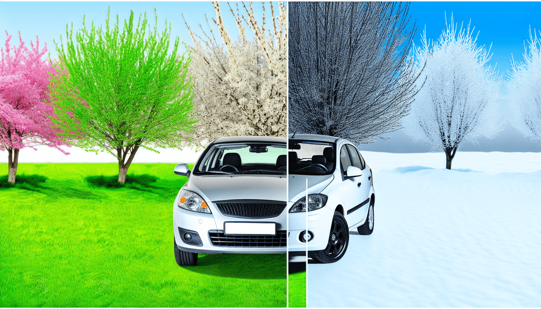 Car maintenance tools and seasonal care items arranged by climate zone