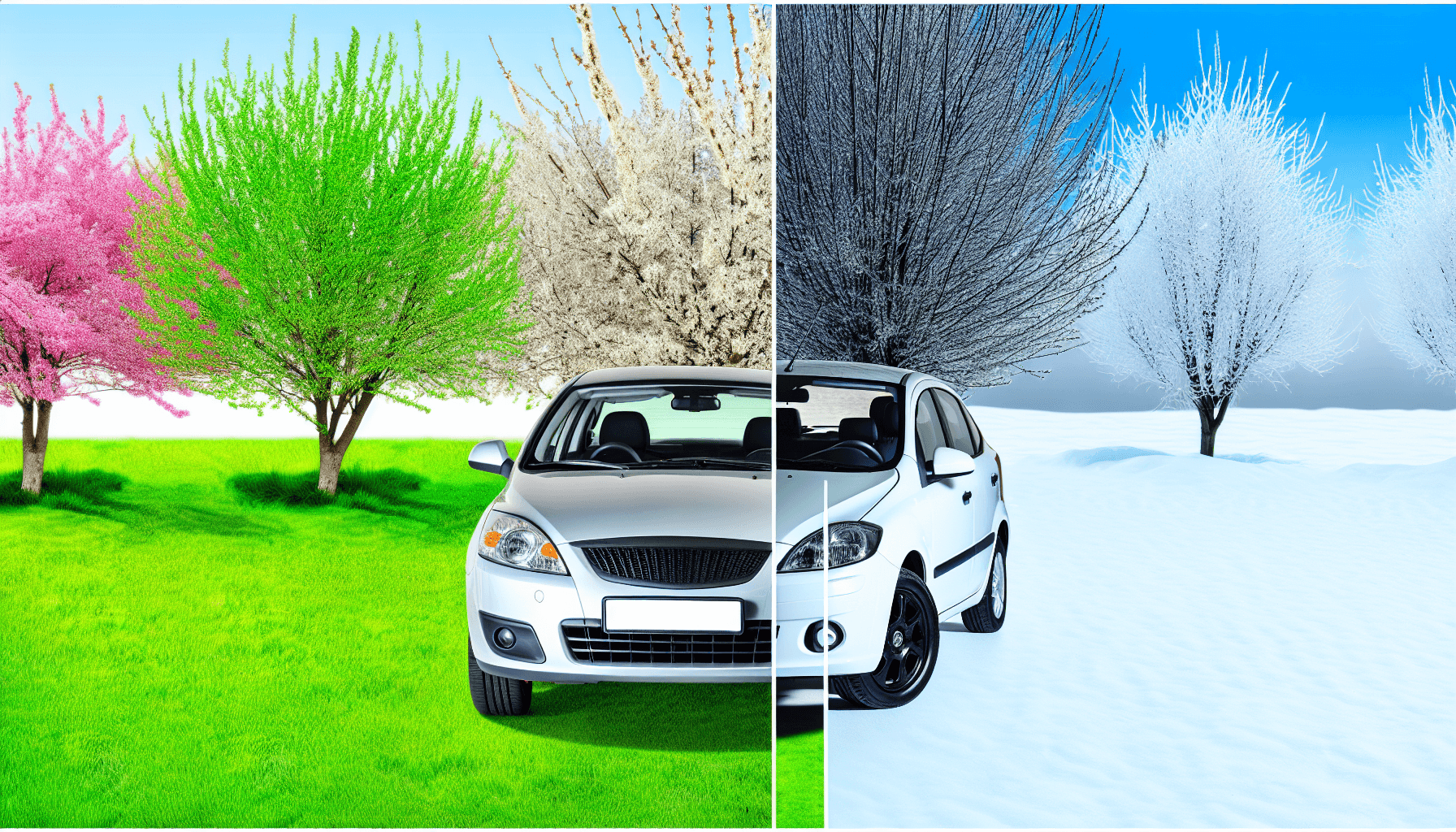 Car maintenance tools and seasonal care items arranged by climate zone