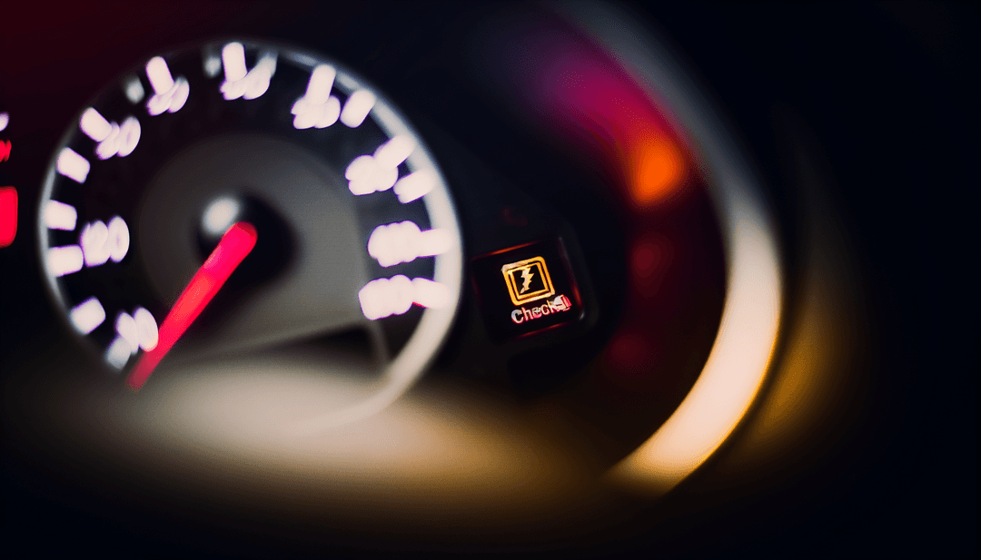 Car dashboard showing illuminated check engine light warning indicator to help drivers understand what it means