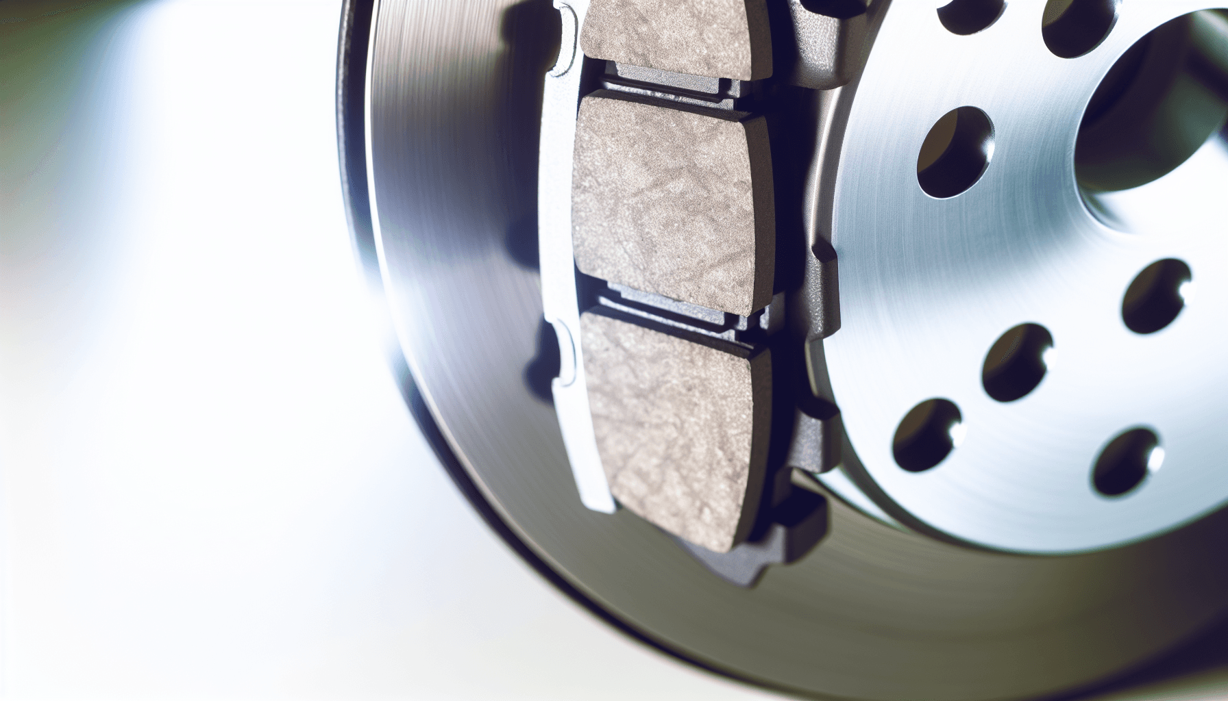 Mechanic inspecting brake pads and rotors during replacement service